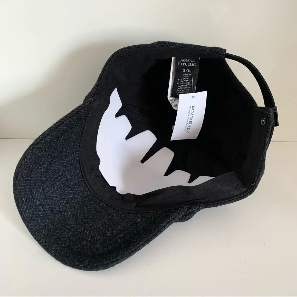 B wool leather Herringbone cap hat